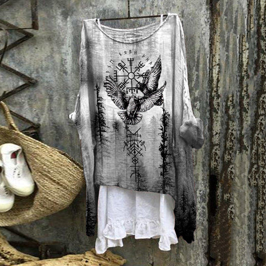 Blusa Casual Suelta de Manga Larga con Estampado - Image 4