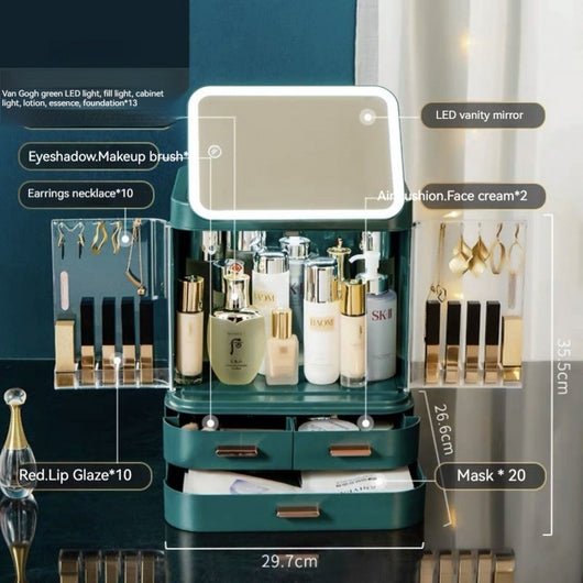 Organizador de Cosméticos con Espejo y Luz LED - Almacenamiento Grande - Image 5