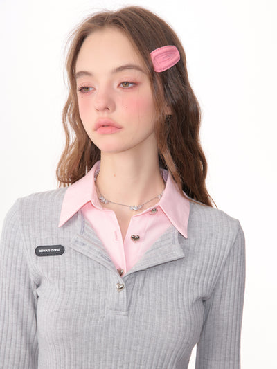 Blusa Retro Americana con Mangas Acampanadas y Efecto Dos Piezas - Image 14