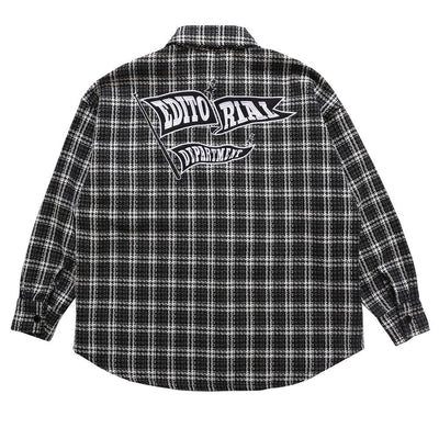 Camisa de Cuadros Hombre con Bordado de Letras - Manga Larga Suelta Estilo Urbano Otoño - Image 10