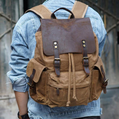Mochila Casual para Hombre de Lona Encerada - Estilo Moderno con Compartimento para Laptop