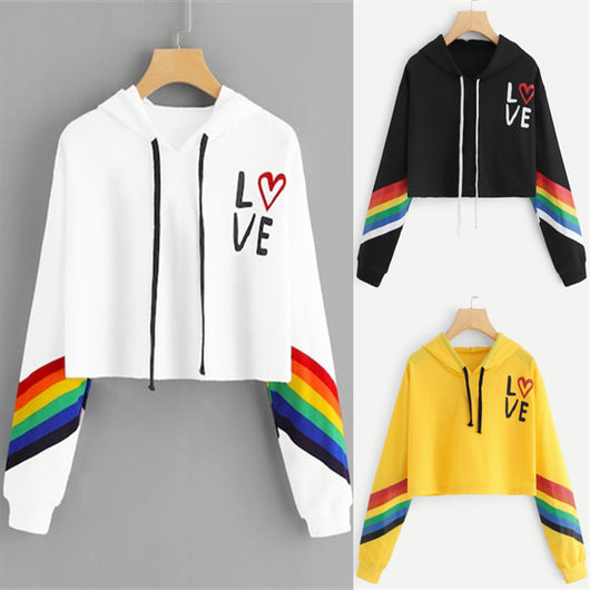 Sudadera con Capucha a Rayas Arcoíris para Mujer - Image 5
