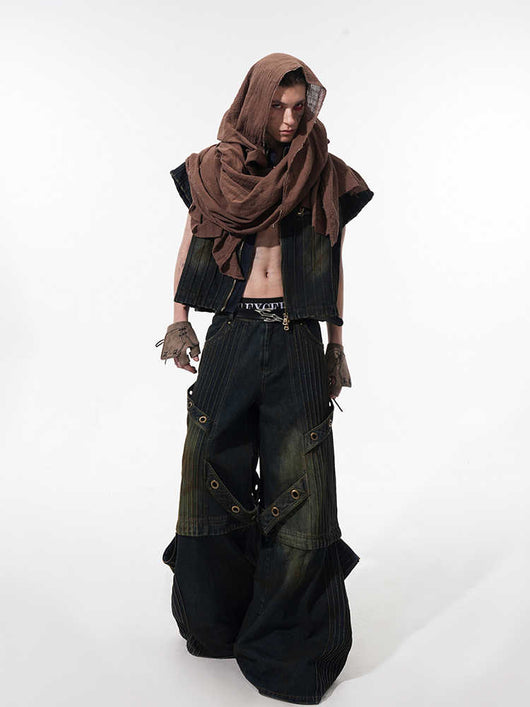 Chaleco Denim Sin Mangas para Hombre con Cuello Tipo Stand - Image 13