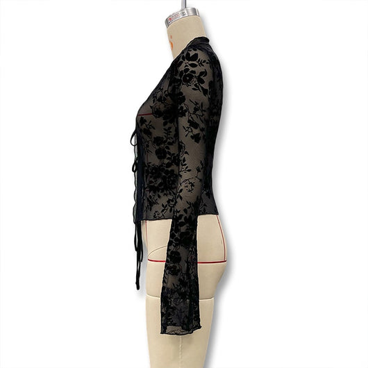 Blusa de Gasa Elegante Semitransparente Ajustada para Mujer - Image 12