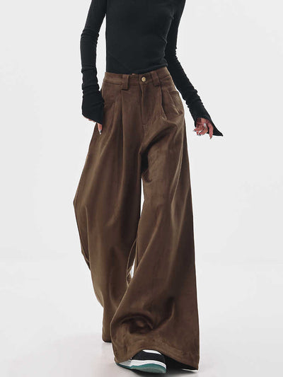 Pantalones Anchos Retro Vintage Marrón para Mujer - Estilo Casual Holgado - Image 3