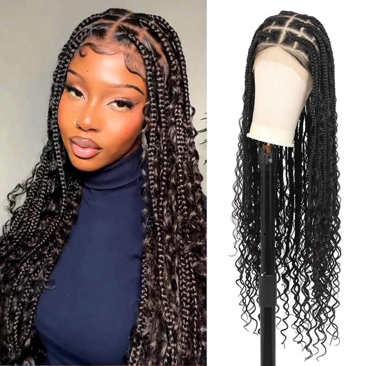 Peluca de Encaje Completo con Trenzas de Fibra Química - Image 10