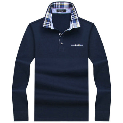 Playera Casual Ejecutiva con Solapa Fleece Suelta en Color Sólido para Hombre