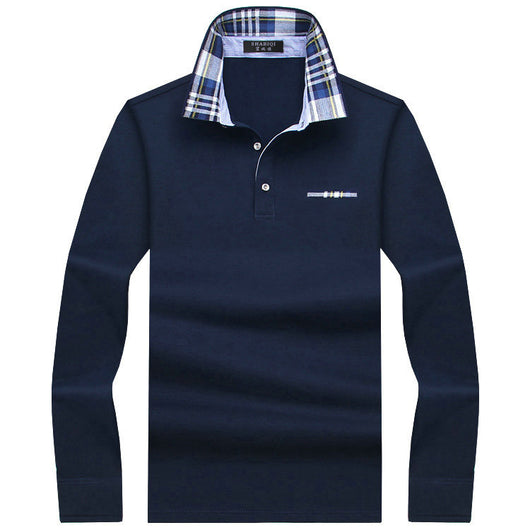 Playera Casual Ejecutiva con Solapa Fleece Suelta en Color Sólido para Hombre