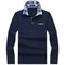 Playera Casual Ejecutiva con Solapa Fleece Suelta en Color Sólido para Hombre