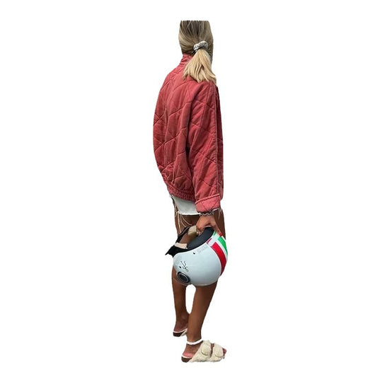 Abrigo Acolchado de Algodón con Cuello Alzado y Diseño Rombo Europeo - Image 3