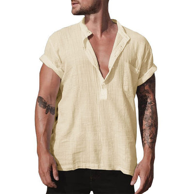 Camisa Suelta de Cuello Clásico con Bolsillo y Manga Corta - Image 9