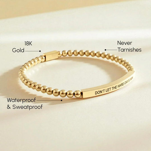 Pulsera de Cadena Acero Inoxidable Unisex con Cuentas de Oro Grabadas - Image 5