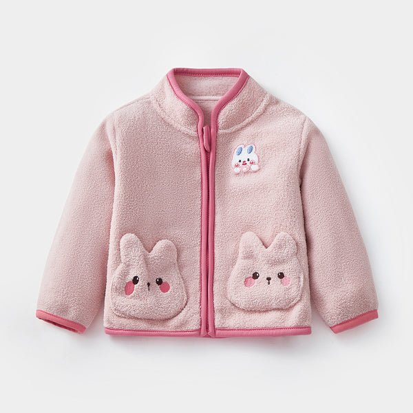 Abrigo Polar Infantil Conejo Adorable para Otoño e Invierno