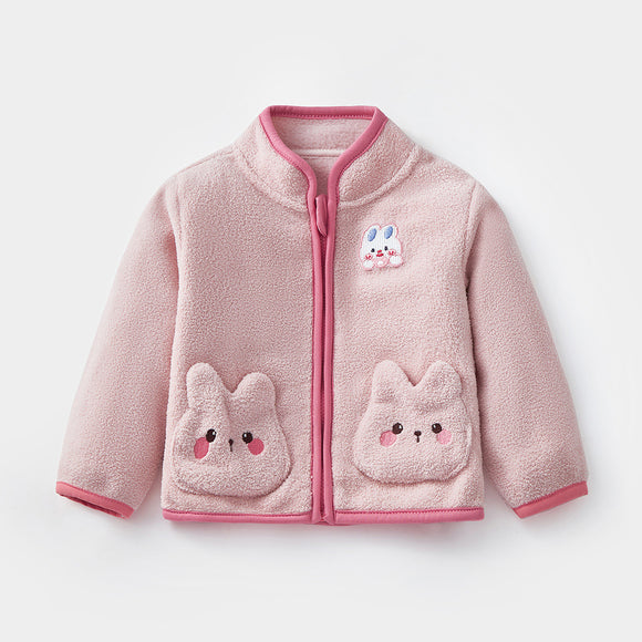 Abrigo Polar Infantil Conejo Adorable para Otoño e Invierno