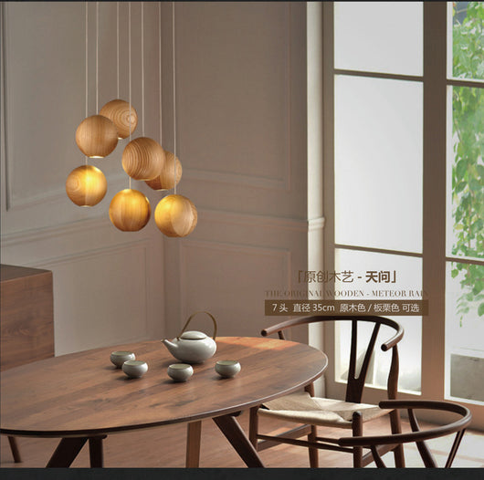 Lámpara Colgante de Esferas de Madera Estilo Nórdico - Image 9