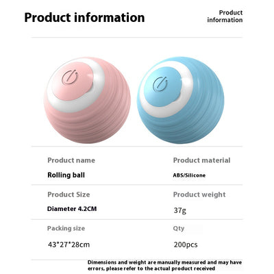 Blue smart pet toy ball with a glowing yellow power button, an electronic interactive toy for dogs and cats. - Image 10
