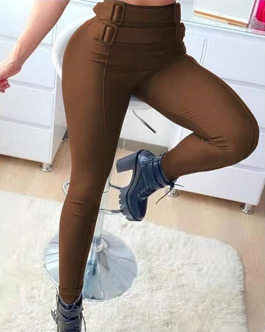 Pantalón Skinny Cintura Alta con Detalle de Cinturón - Image 9