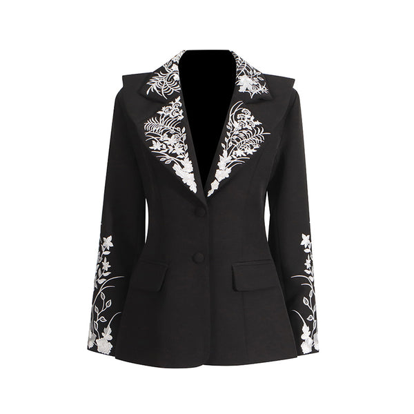 Blazer Retro Ajustado con Cintura Marcada y Bordados - Image 5