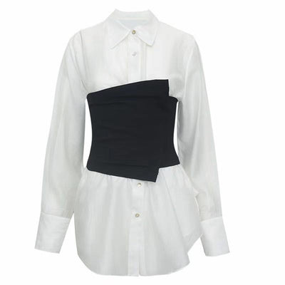 Blusa de Manga Larga con Contraste Blanco y Negro - Image 10