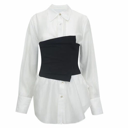 Blusa de Manga Larga con Contraste Blanco y Negro - Image 10