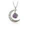 Natural Stone Crystal Necklace Vintage Ancient Plateado Morado