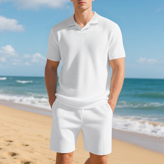Conjunto Casual de Polo Holgado y Shorts para Hombre - Image 6