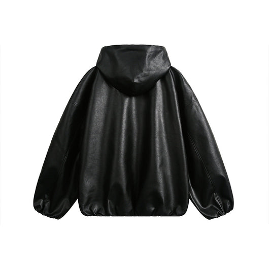 Chaqueta de Cuero Retro Americana con Capucha para Hombre - Image 16