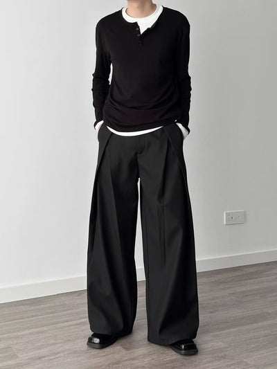 Pantalones Holgados Drapeados Hasta el Piso para Hombre - Image 26
