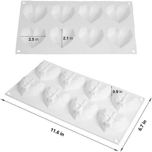 Molde de Silicona para Pastel en Forma de Corazón Diamante - 8 Piezas - Image 7