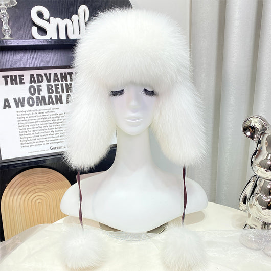 Gorro Ushanka con Orejas de Pelaje de Zorro Estilo Coreano - Image 5