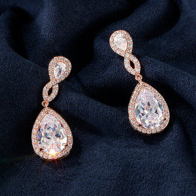 Aretes de Novia con Zirconia AAA Forma de Gota Banquete Nupcial - Image 3