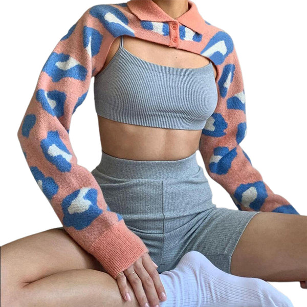Blusa Larga Estampada con Solapa y Corte Irregular Slim Fit