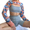 Blusa Larga Estampada con Solapa y Corte Irregular Slim Fit