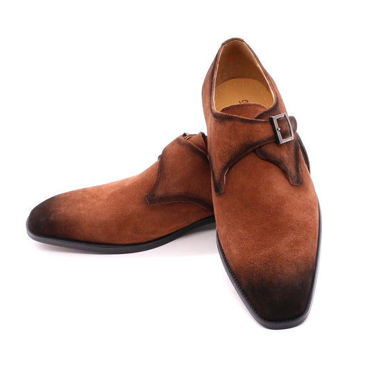 Zapatos de Cuero Ante Marrón Hechos a Mano para Hombre - Estilo Business Casual Clásico - Image 2