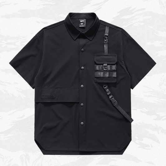 Camisa Negra Manga Corta Elegante