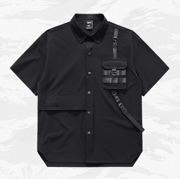 Camisa Negra Manga Corta Elegante