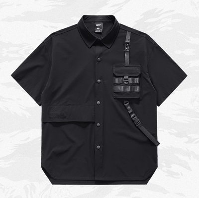 Camisa Negra Manga Corta Elegante