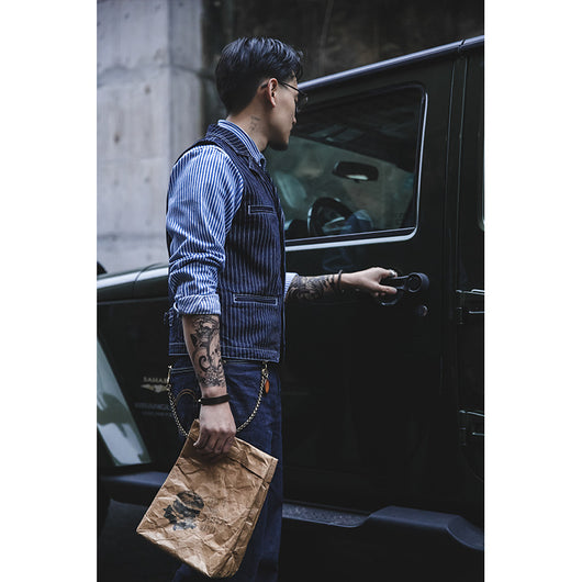 Chaleco Denim Rayado Oversized para Otoño e Invierno - Image 4