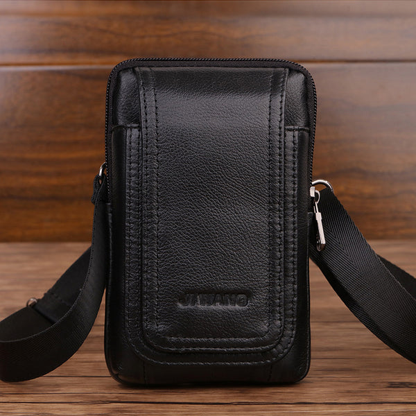 Bolsa Cintura de Cuero Genuino con Mochila Pequeña Multifuncional