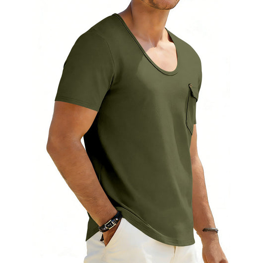 Playera Holgada Casual para Hombre con Cuello Amplio y Mangas Cortas - Image 33