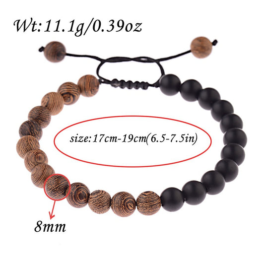 Pulsera de Yoga con Cuentas de Madera Natural para Mujer - 8mm - Image 3