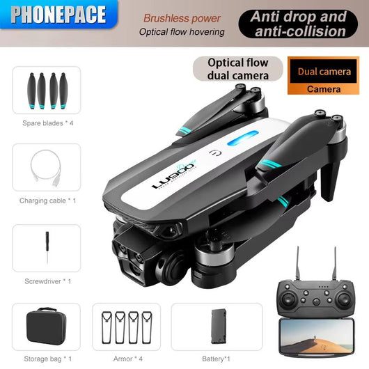 Dron Cuadrirrotor Plegable con Doble Cámara y Control Remoto