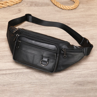 Bolsa Pecho Cuero Multifuncional para Hombre con Correa Cruzada