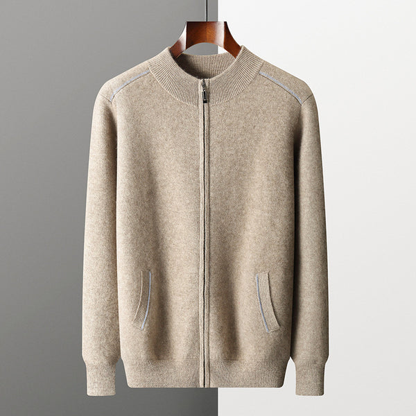 Suéter de Cachemira para Hombre Grueso Cuello Alto Cremallera