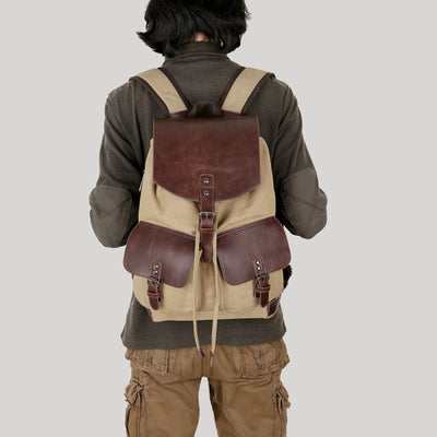 Mochila para Hombre de Lona y Cuero Crazy Horse