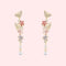 Butterfly Flower Detachable Multicolor Zircon Pearl Earrings Ear Studs