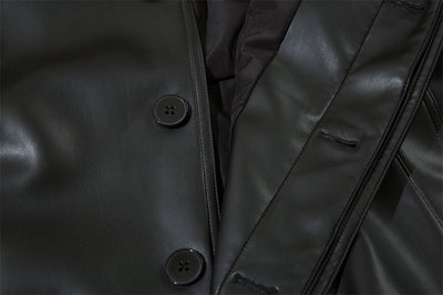 Abrigo de Cuero PU Estilo Americano con Cinturón para Hombre - Otoño e Invierno - Image 21