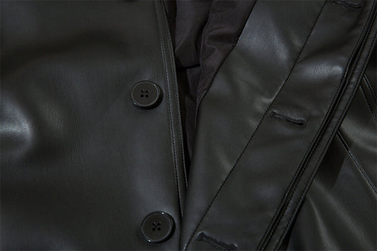 Abrigo de Cuero PU Estilo Americano con Cinturón para Hombre - Otoño e Invierno - Image 21