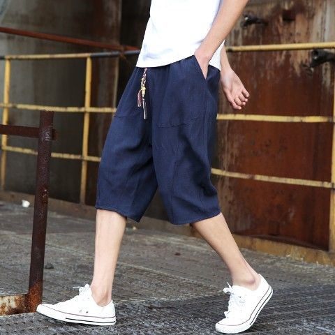 Pantalones Cortos de Lino Holgados para Hombre - Image 2