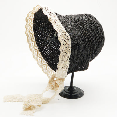 Sombrero de Paja con Moño de Encaje Coreano Plegable - Image 21